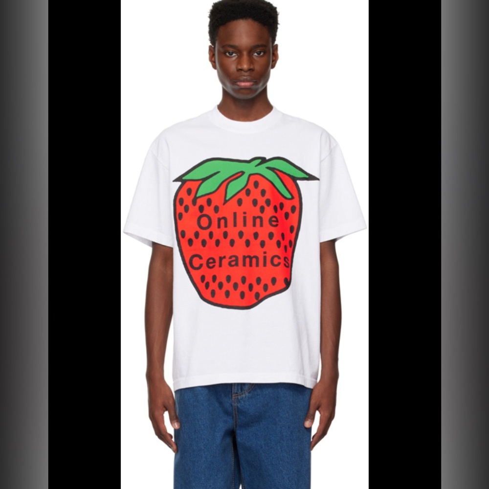 SOLD Online Ceramics White Strawberry Shirt